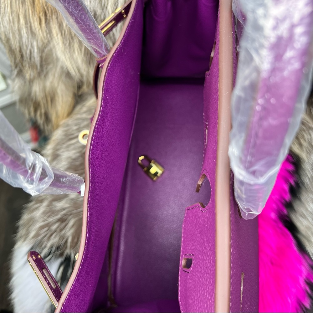 $SOLD$ Purple Genuine Leather Sloan Handbag 35cm with gold hardware. - Picture 7 of 9